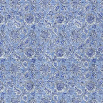 8' X 10' Navy Blue And Denim Blue Floral Washable Indoor Outdoor Area Rug