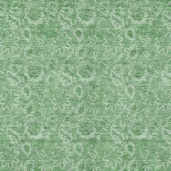 3' X 5' Green And Artichoke Green Floral Washable Indoor Outdoor Area Rug