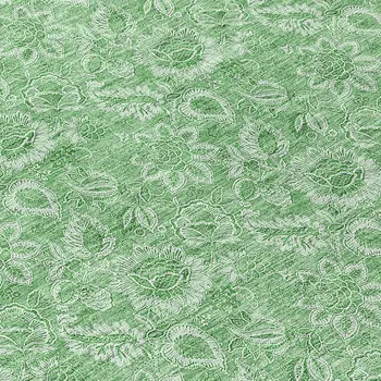 8' Green And Artichoke Green Round Floral Washable Indoor Outdoor Area Rug