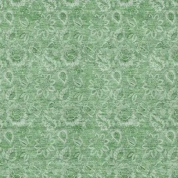 8' X 10' Green And Artichoke Green Floral Washable Indoor Outdoor Area Rug