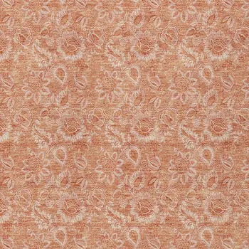 8' X 10' Salmon And Copper Floral Washable Indoor Outdoor Area Rug