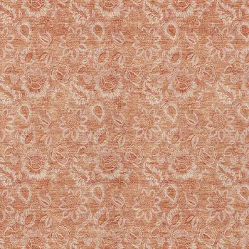 10' X 14' Salmon And Copper Floral Washable Indoor Outdoor Area Rug