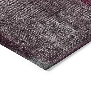10' X 14' Merlot Burgundy And Gray Patchwork Washable Indoor Outdoor Area Rug