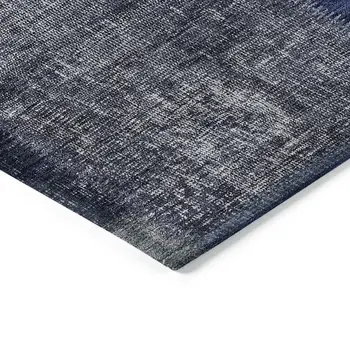 10' X 14' Navy Blue And Denim Blue Patchwork Washable Indoor Outdoor Area Rug