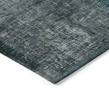 3' X 5' Teal Blue Aqua And Charcoal Patchwork Washable Indoor Outdoor Area Rug