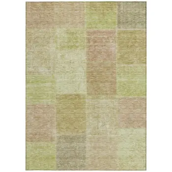 3' X 5' Green Copper And Mint Green Patchwork Washable Indoor Outdoor Area Rug