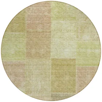 8' Green Copper And Mint Green Round Patchwork Washable Indoor Outdoor Area Rug
