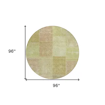 8' Green Copper And Mint Green Round Patchwork Washable Indoor Outdoor Area Rug