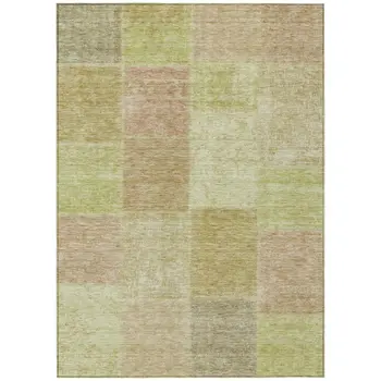 8' X 10' Green Copper And Mint Green Patchwork Washable Indoor Outdoor Area Rug