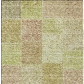 9' X 12' Green Copper And Mint Green Patchwork Washable Indoor Outdoor Area Rug