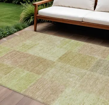 10' X 14' Green Copper And Mint Green Patchwork Washable Indoor Outdoor Area Rug