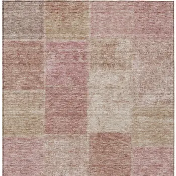 3' X 5' Blush Pink And Mauve Patchwork Washable Indoor Outdoor Area Rug