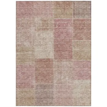 5' X 8' Blush Pink And Mauve Patchwork Washable Indoor Outdoor Area Rug