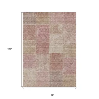 8' X 10' Blush Pink And Mauve Patchwork Washable Indoor Outdoor Area Rug