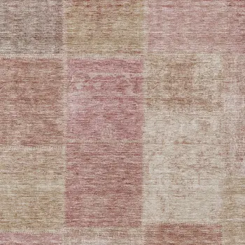 10' X 14' Blush Pink And Mauve Patchwork Washable Indoor Outdoor Area Rug