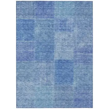 3' X 5' Denim Blue And Sky Blue Patchwork Washable Indoor Outdoor Area Rug