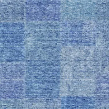 5' X 8' Denim Blue And Sky Blue Patchwork Washable Indoor Outdoor Area Rug