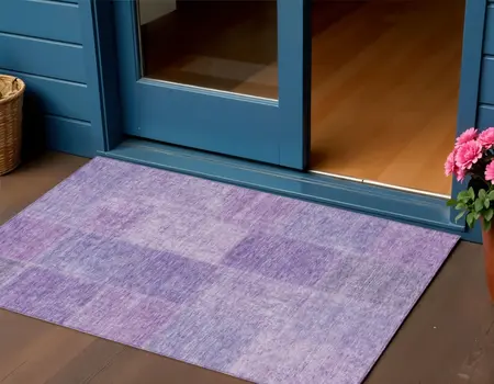 3' X 5' Lavender And Purple Patchwork Washable Indoor Outdoor Area Rug