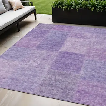 5' X 8' Lavender And Purple Patchwork Washable Indoor Outdoor Area Rug