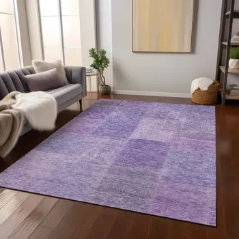 5' X 8' Lavender And Purple Patchwork Washable Indoor Outdoor Area Rug