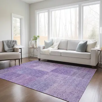 5' X 8' Lavender And Purple Patchwork Washable Indoor Outdoor Area Rug