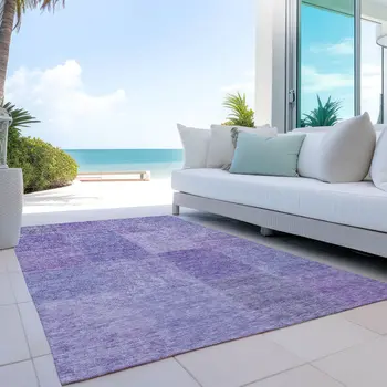 5' X 8' Lavender And Purple Patchwork Washable Indoor Outdoor Area Rug