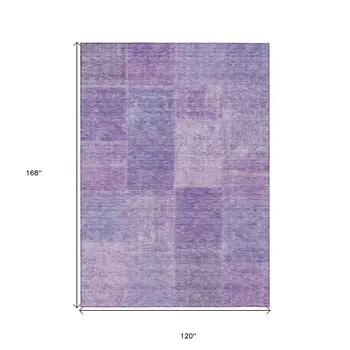 10' X 14' Lavender And Purple Patchwork Washable Indoor Outdoor Area Rug