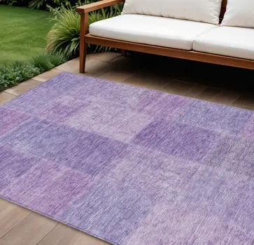 10' X 14' Lavender And Purple Patchwork Washable Indoor Outdoor Area Rug