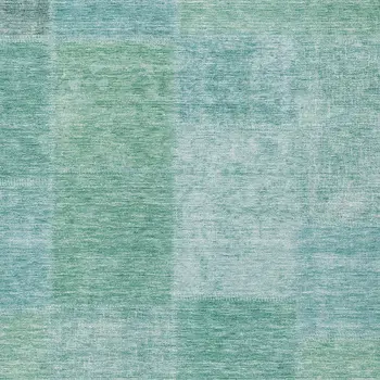 3' X 5' Teal Blue Sage And Green Patchwork Washable Indoor Outdoor Area Rug