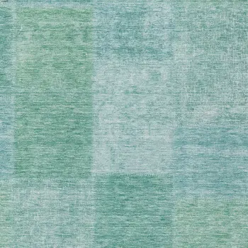 10' X 14' Teal Blue Sage And Green Patchwork Washable Indoor Outdoor Area Rug