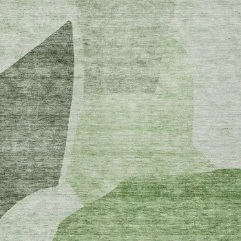 3' X 5' Olive Green And Fern Green Abstract Washable Indoor Outdoor Area Rug