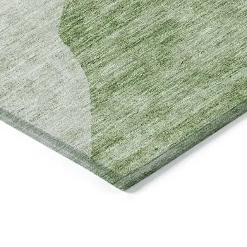 8' Olive Green And Fern Green Round Abstract Washable Indoor Outdoor Area Rug