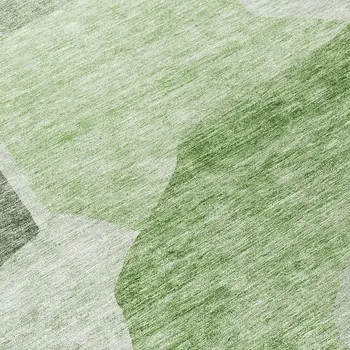 8' Olive Green And Fern Green Round Abstract Washable Indoor Outdoor Area Rug