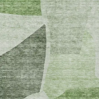9' X 12' Olive Green And Fern Green Abstract Washable Indoor Outdoor Area Rug
