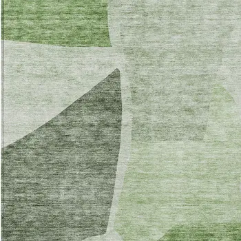 10' X 14' Olive Green And Fern Green Abstract Washable Indoor Outdoor Area Rug