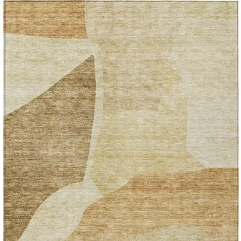 5' X 8' Beige Copper And Brown Abstract Washable Indoor Outdoor Area Rug