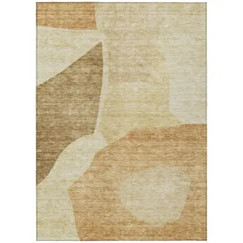 5' X 8' Beige Copper And Brown Abstract Washable Indoor Outdoor Area Rug