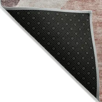 5' X 8' Blush Pink And Mauve Abstract Washable Indoor Outdoor Area Rug
