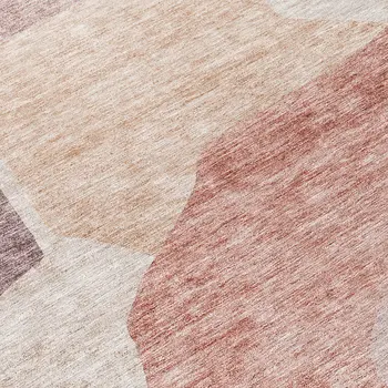 8' Blush Pink And Mauve Round Abstract Washable Indoor Outdoor Area Rug