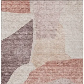 9' X 12' Blush Pink And Mauve Abstract Washable Indoor Outdoor Area Rug