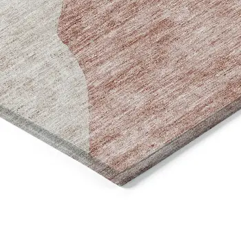 9' X 12' Blush Pink And Mauve Abstract Washable Indoor Outdoor Area Rug