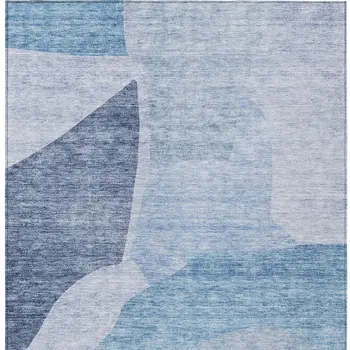 3' X 5' Denim Blue And Navy Blue Abstract Washable Indoor Outdoor Area Rug