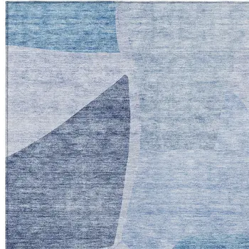 8' X 10' Denim Blue And Navy Blue Abstract Washable Indoor Outdoor Area Rug