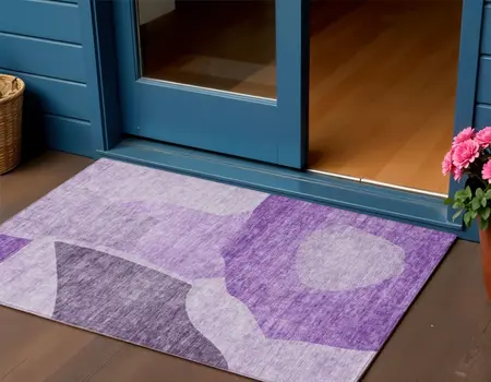 3' X 5' Eggplant Purple And Lilac Abstract Washable Indoor Outdoor Area Rug