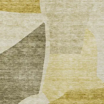10' X 14' Gold Beige And Wheat Abstract Washable Indoor Outdoor Area Rug