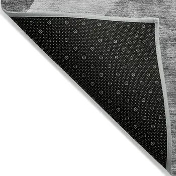 5' X 8' Silver Gray And Graphite Abstract Washable Indoor Outdoor Area Rug