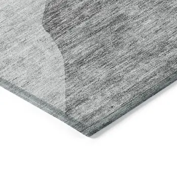 9' X 12' Silver Gray And Graphite Abstract Washable Indoor Outdoor Area Rug