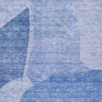 9' X 12' Navy Blue And Denim Blue Abstract Washable Indoor Outdoor Area Rug