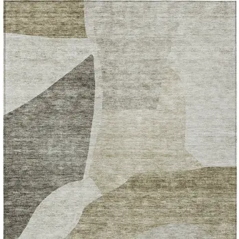 5' X 8' Taupe Brown And Beige Abstract Washable Indoor Outdoor Area Rug