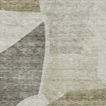5' X 8' Taupe Brown And Beige Abstract Washable Indoor Outdoor Area Rug